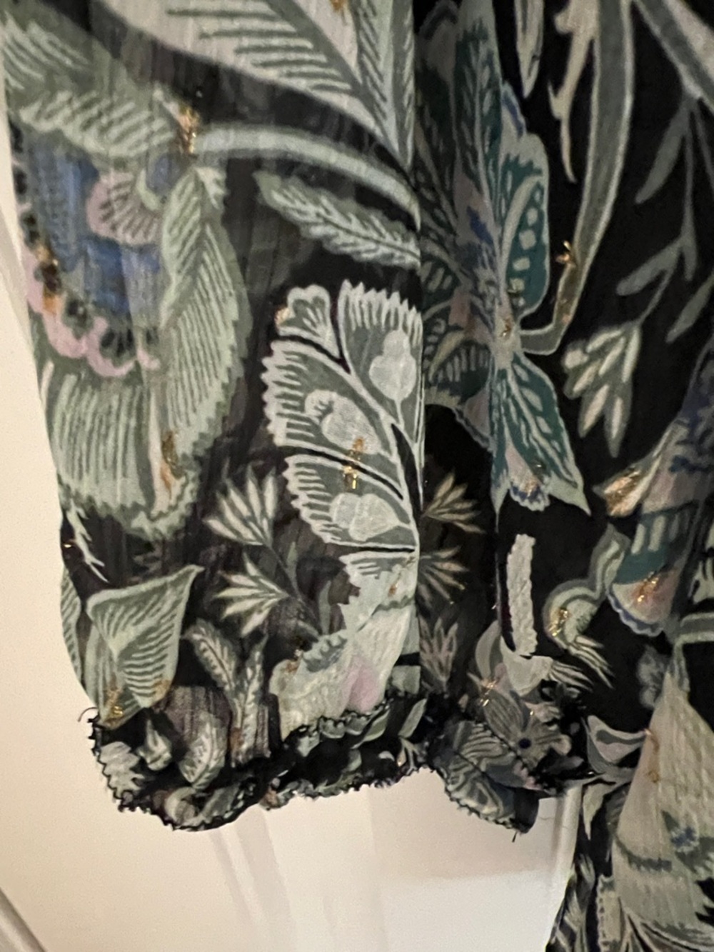 Lane Bryant Women’s Black Floral Tie-Neck Peasant Blouse Sz 30/32 NWT - Picture 6 of 14